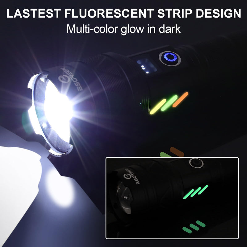 Rechargeable Flashlights 100000 High Lumens, Long Range 5000ft, Super Bright LED Flashlight USB C, High Powerd Multi-functional Heavy Duty Strong Flash Light High Beam, For Emergency Home Camping 30.0 Watt Hours