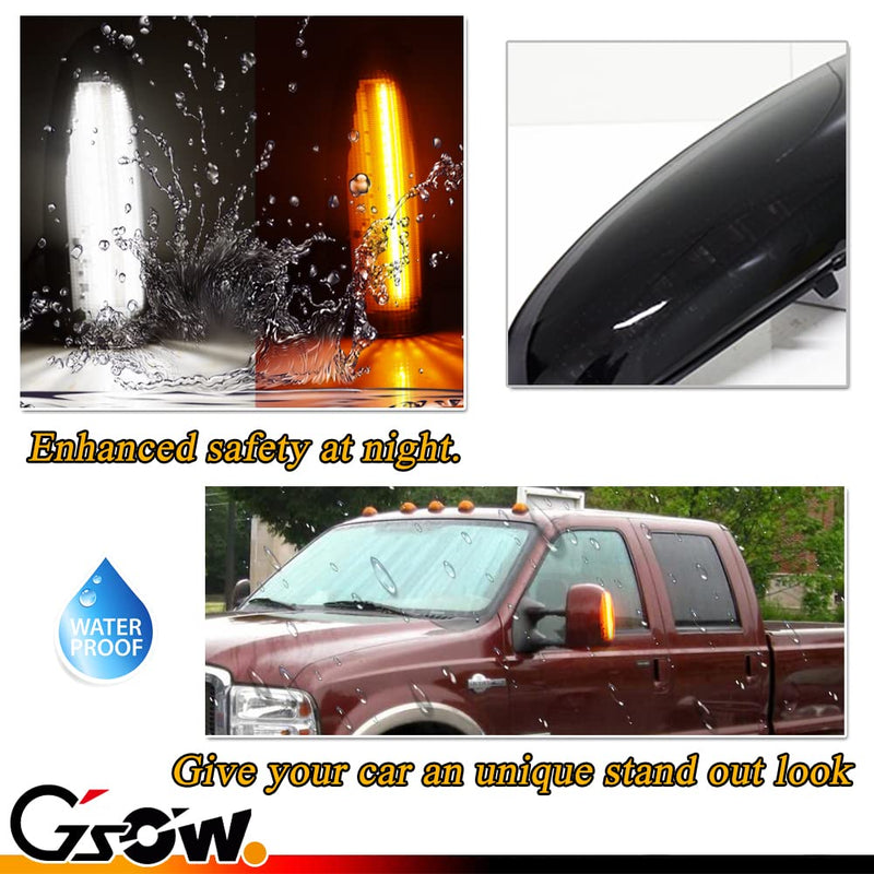 2 PCS LED Side Mirror Marker Lights for Ford 2003-2007 F250 F350 F450 F550 F650 Super Duty / 2000-2005 Excursion, LED Sequential Side Mirror Turn Signal Lamp Assembly - Switchback