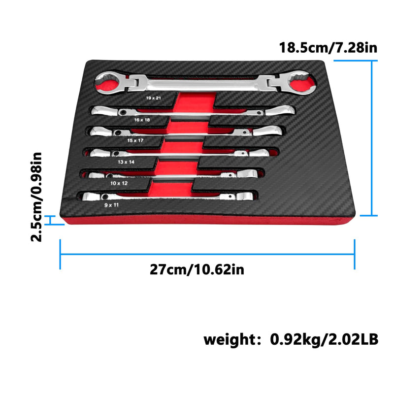 ZKTOOL 6PCS Double Open Movable Head Flexible Flare Nut Wrench Set, Metric Wrench Set 9-21mm, 180 Degree Rotating Head,Applicable to 6PT & 12PT, Kit For Most Of Compression Joint Fittingmovable