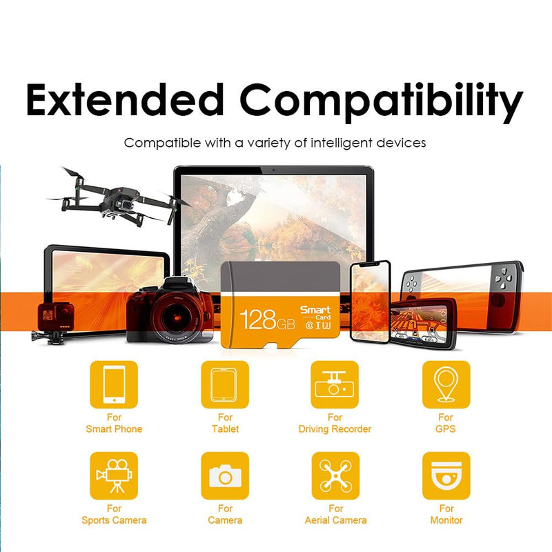 128GB SD Card, High Speed 4K Video for Dash Cam, (Yellow) | C10 U3 V30 A2, Security Camera, Smartphones, Tablets, Nintendo Switch