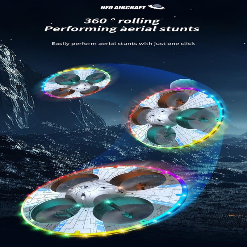 FPV Quadcopter Aircraft, Round Foam RC UFO Drone Equipped with Camera, Multi-Color Switchable LED Lighting, 360° Stunt Flips & Adjustable Flight Speed, Beginner Oriented RC Air Vehicle, Black