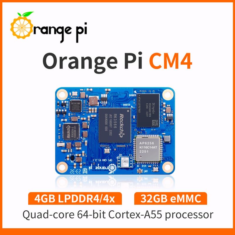 Orange Pi Compute Module 4 4GB+32GB, Rockchip RK3566 Quad-Core 64-Bit Single Board Computer, Orange Pi CM4 4GB RAM 32GB eMMC Flash, Support 2.4/5.0GHz Wi-Fi & Bluetooth 5.0 (CM44G32G) CM44G32G