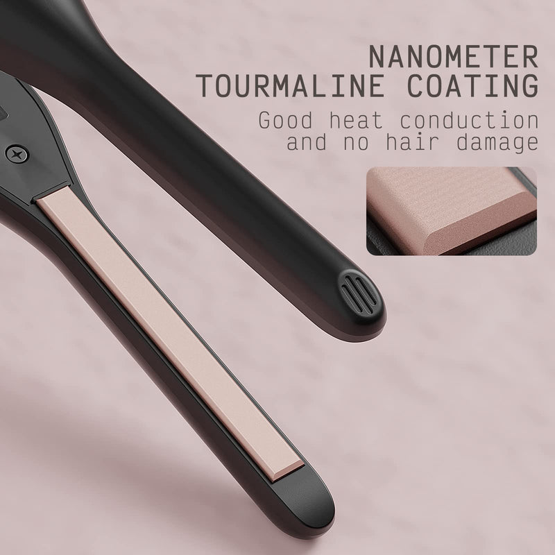 K&K 0.3 Inch Mini Pencil Hair Straightener with UK Plug for Short Hair | 0.3" ULTRA-SLIM PLATES: Extra-narrow ceramic floating plates reach close to roots ideal for short hair pixie cuts & beards.