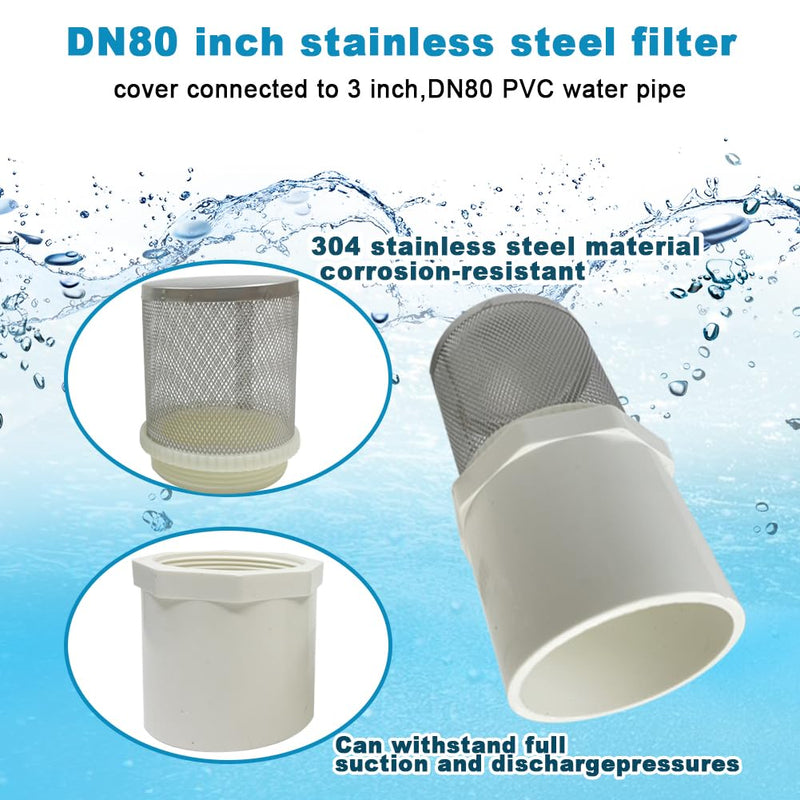 3 inch Stainless Steel Filter DN80/3" Suction Strainers Used to Remove Debris and Reduce Solid Entry（1pcs） 3"DN80