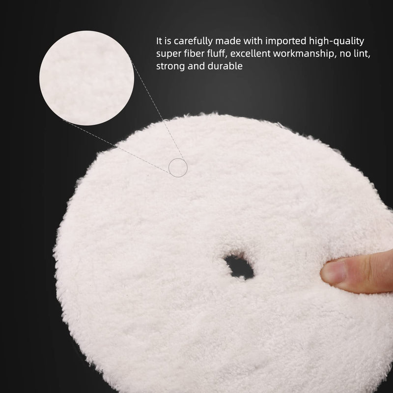 SPTA Microfiber Cutting Pads, Pads 2Pcs 5Inch 125mm Microfiber Finishing Disc Soft Wax Removal Pad for Dual Action Car Polisher Finishing Polishing Waxing -MPBFS5W-2 5 inch(125mm)