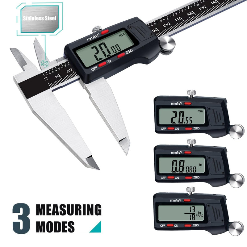 Kynup Micrometer Caliper Tool, 12Inch Digital Caliper, Vernier Caliper with Stainless Steel, Large LCD Screen, Auto - Off Feature, Inch Metric Fraction Conversion 004-4