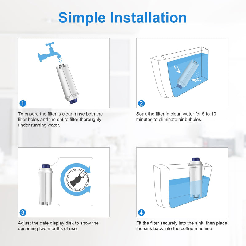 Water Filter Cartridge Replacement for Espresso Coffee Machines - Compatible with ECAM, ETAM, ESAM, Dinamica, Eletta Series - Improves Taste & Protects Your Machine, 6-Pack for Home Use