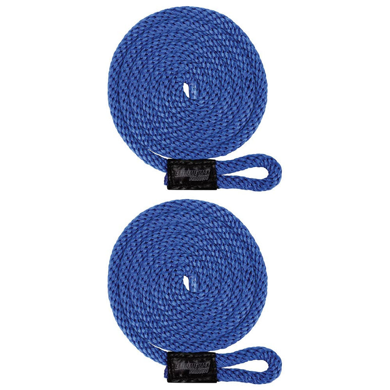 Extreme Max 3006.2159 BoatTector Solid Braid MFP Fender Line Value 2-Pack - 3/8" x 5', Royal Blue