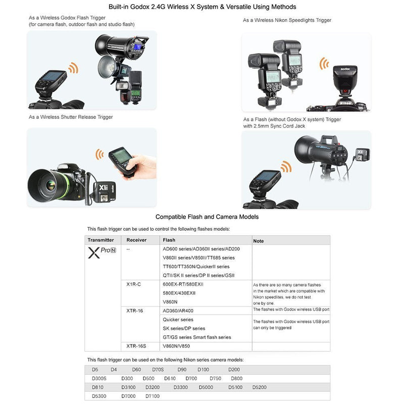 Godox Xpro-N E-TTL II 2.4G Wireless Flash Trigger High Speed Sync 1/8000s X System LCD Screen Transmitter