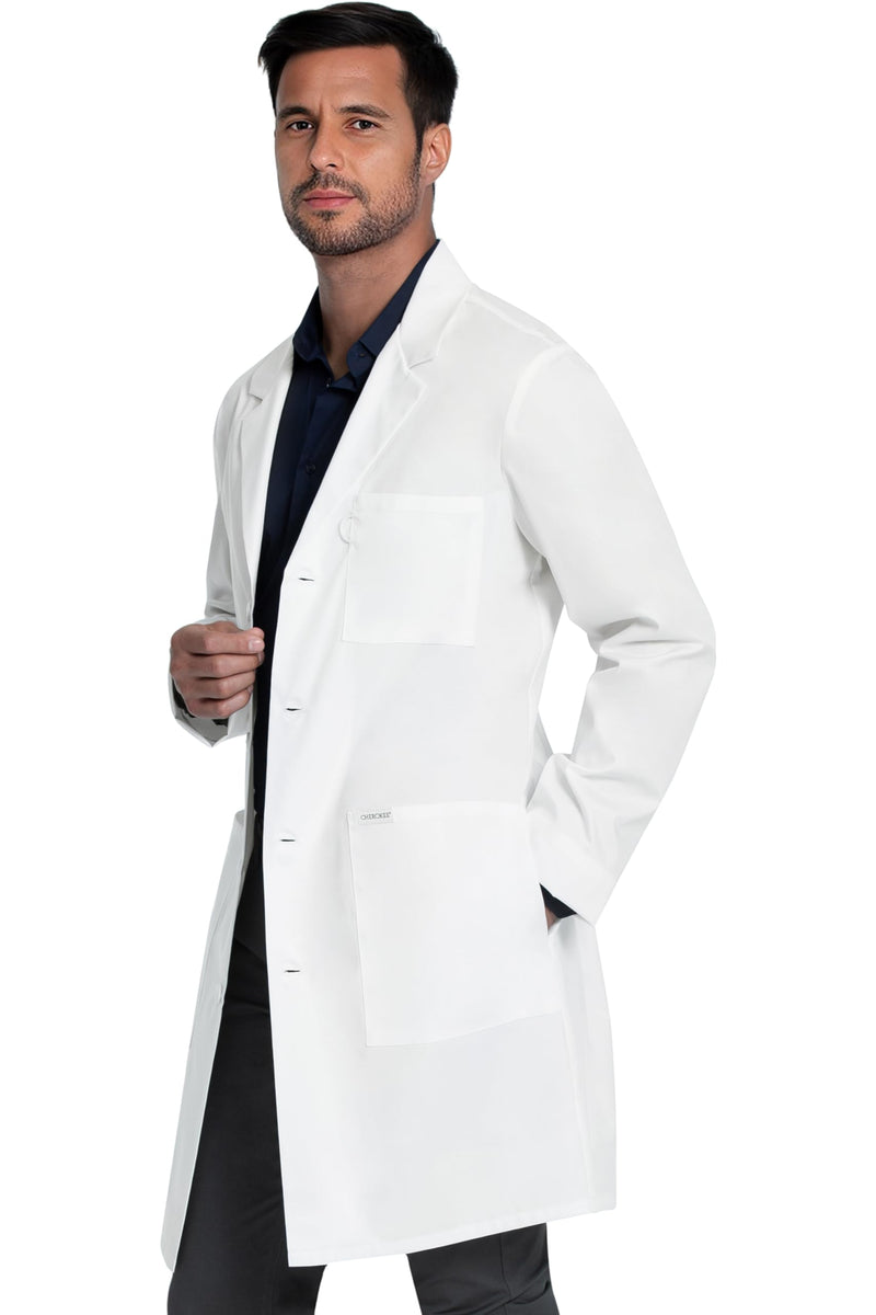 Cherokee Lab Coat for Men or Women with 3 Pockets and Center back length 38" CK460 Standard Size 38" Large White
