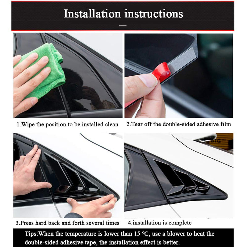 Rifoda for Civic Window Louvers Air Vent Scoop Shades Cover Blinds for Honda Civic 10th Gen Hatchback and Type R 2016 2017 2018 2019 2020 2021 ABS Material(Bright Black Red) Bright Black Red