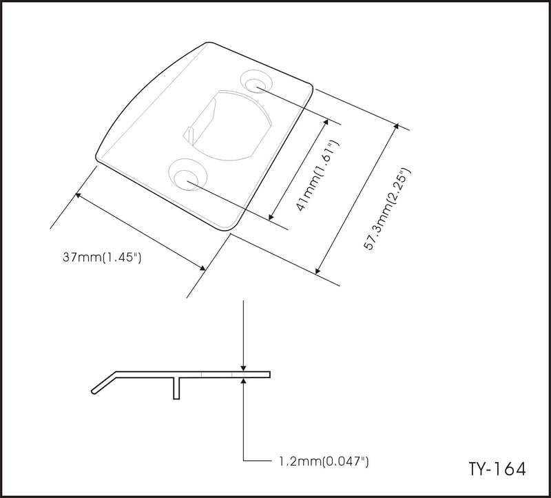 QCAA Solid Brass Latch Strike Plate L 2-1/4" x W 1-7/16", Screw Hole CTC 1-5/8", Satin Nickel, Made in Taiwan, 10 Pack