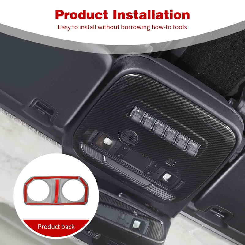 for Bronco Overhead Console Panel Map Light Trim Cover Compatible with Ford Bronco 2021 up Black Carbon Fiber Interior Accessories