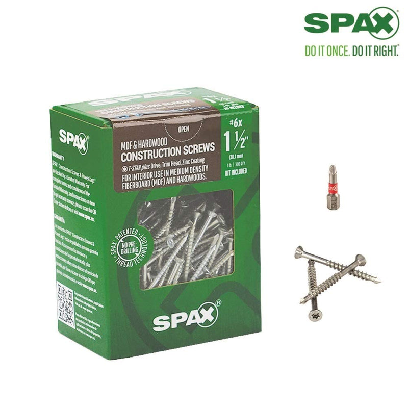 SPAX 6 X 1-1/2" MDF T-Star+ Partial Thread Zinc 1LB 315CT 6 x 1-1/2"