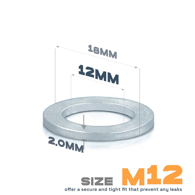 20Pcs M12 Oil Drain Plug Gasket, Aluminum Crush Washer, Seal Ring by KeeRoarin, 12mm*18mm*2mm M12-20PCS