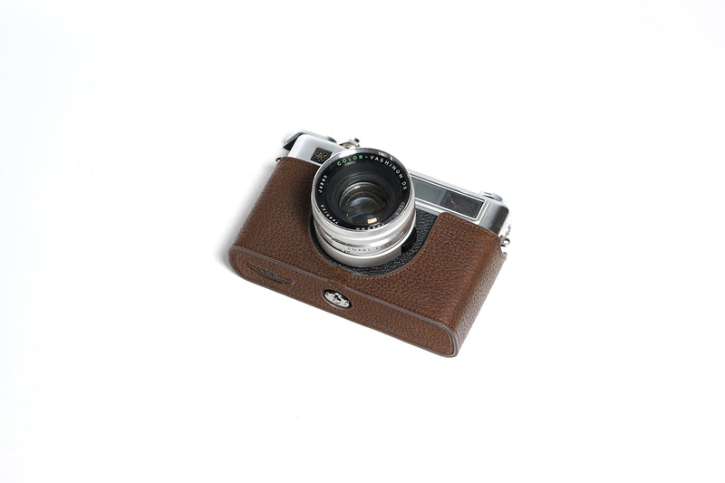 Electro 35 GSN Case, Handmade Genuine Real Leather Half Camera Case Bag Cover for Yashica Electro 35 GSN Film Camera With Hand Strap (Coffee) Coffee