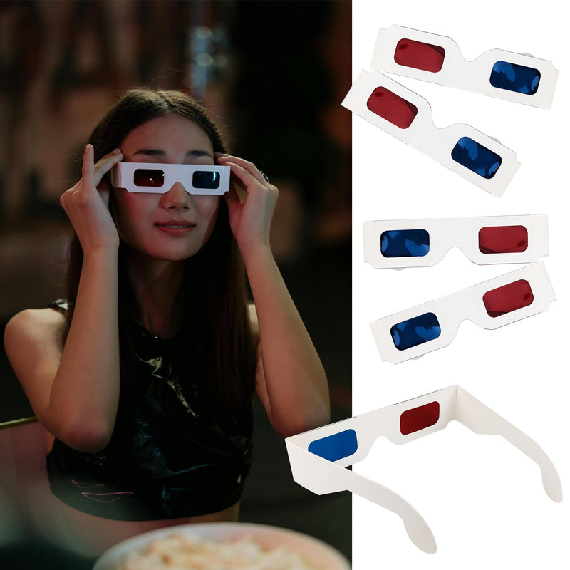 5 Pairs 3D Paper Glasses, Red Blue 3D Glasses, 3D Viewing Glasses Anaglyph 3D Glasses for Movies, TV 5