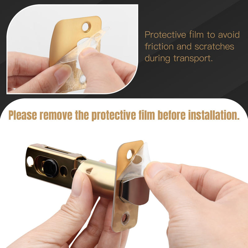 Brushed Gold Wave Style Passage Door Handle Without Keys, Non-Locking Door Lever for Hallway/Closet in Satin Brass Finish, No Lock Reversible Lever for Left/Right Doors 1 Pack Passage {Without Lock&Keys}