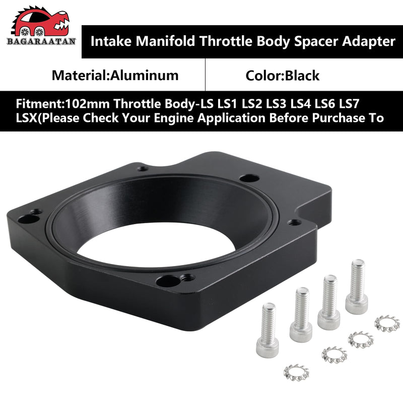 92mm LS Throttle Body Adapter Compatible WithLS1 3 Bolt Intake Manifold to LS3 4 Bolt Throttle Body DBC LM7 LR4 LQ4 LS6 L59 LQ9 LM4 L33 LSX 4.8L 5.3L 5.7L 6.0L Replacement for 551513 92mm Throttle Body Spacer Adapter