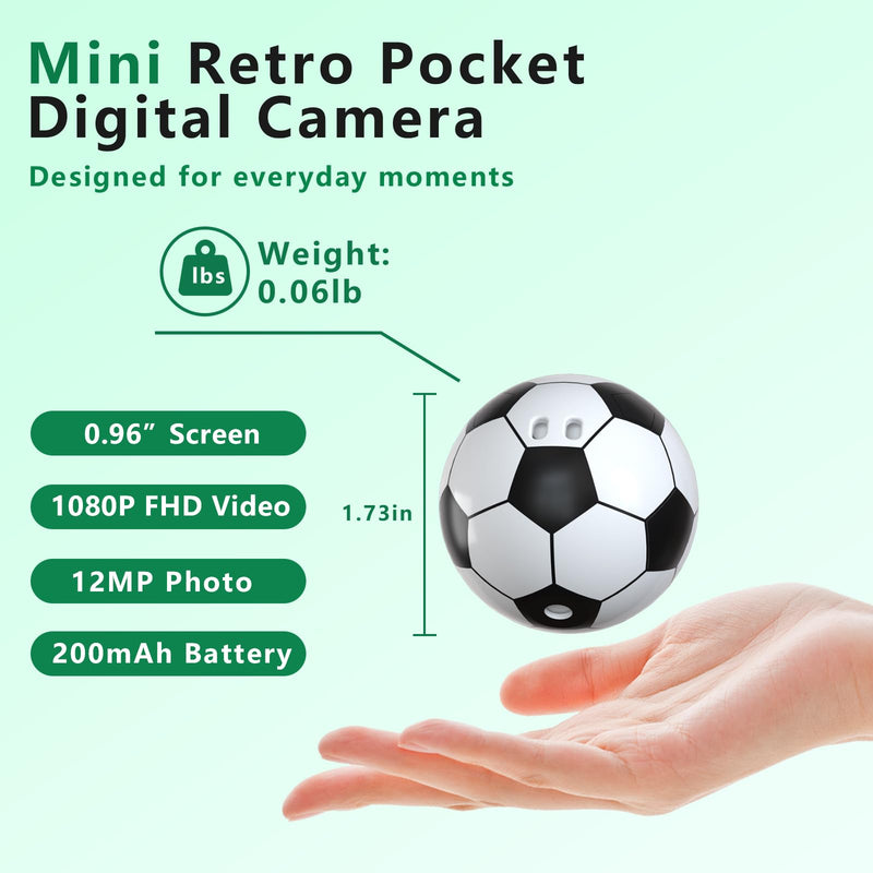 2026 Mini Keychain Ball Camera - 1080P FHD Tiny Digital Cameras with 16GB Card, 0.96" Screen & 12 Filters, Funny Compact Micro Pocket Cam Gift for Sports Fans,Kids,Birthdays,Party