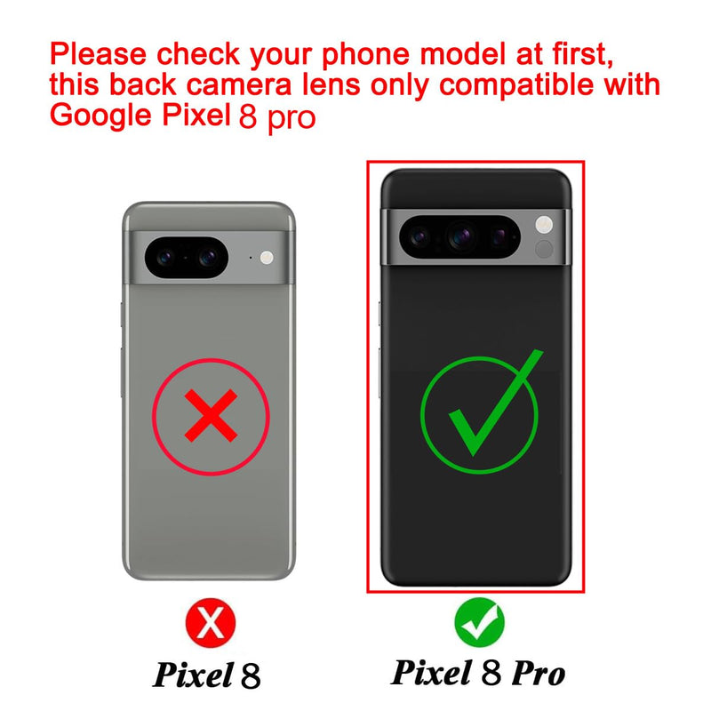 2 Set Back Rear Camera Lens Glass Replacement for Google Pixel 8 Pro with pre-installed adhesive and Reparing Toolkit