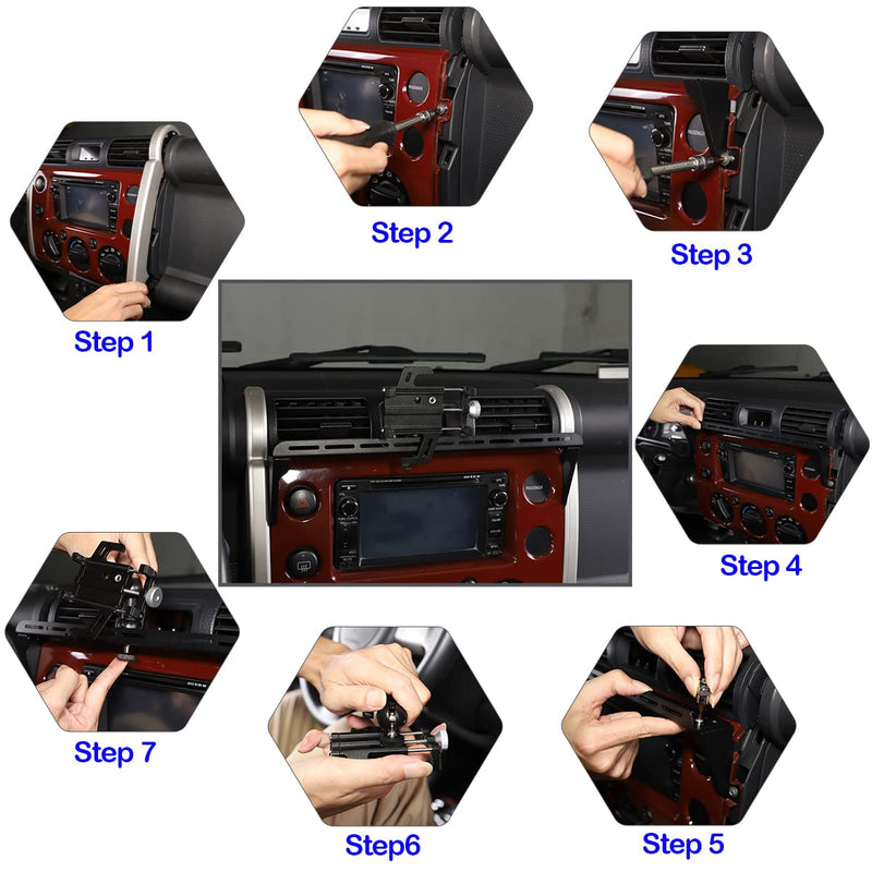 Car Instrument Panel Track Mobile Phone Holder Trim for Toyota FJ Cruiser 2007-2021 Central Control Air Vent Multifunctional Mobile Phone Holder (Style 1)