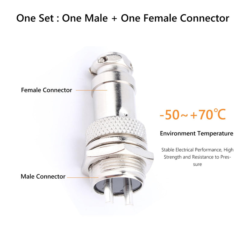 GX16-2 Aviation Metal Screw Connector 2 Pin Male Female Plug for Plasma Cutters CNC Machines Electrical Socket with Solder Cups