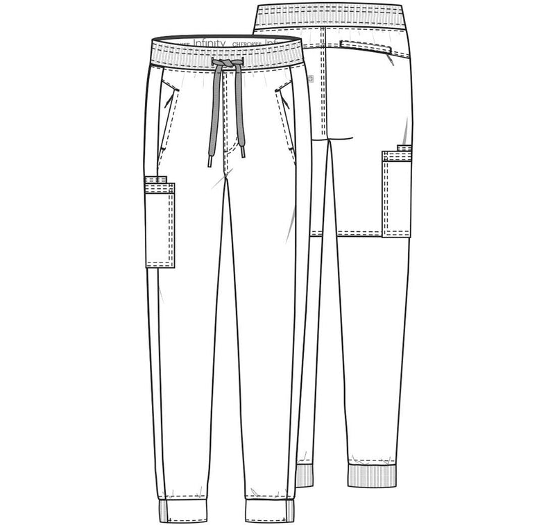 Cherokee Mens Mid Rise Jogger Scrub Pants with Zipper Cargo Pocket 360 Stretch Moisture Wicking PROTX2 Fabric - CK004A Large Black