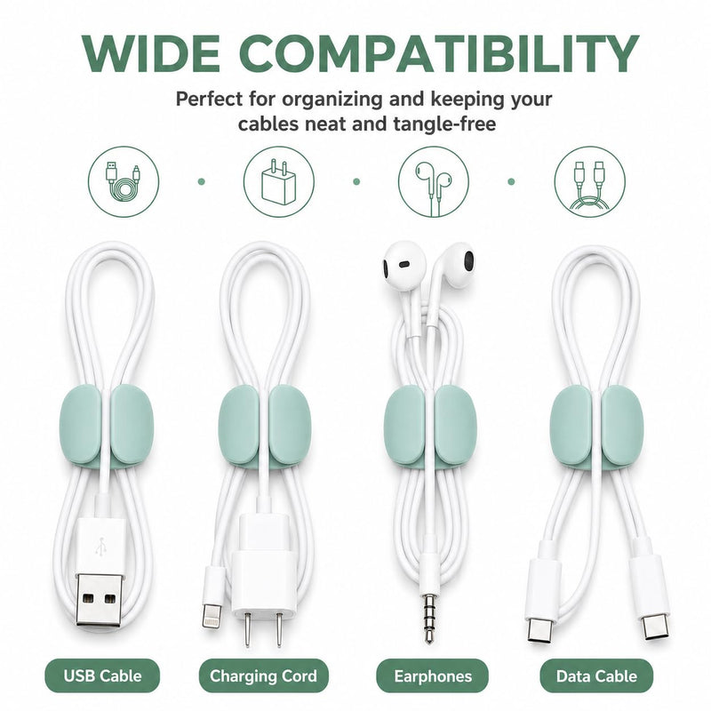 Cable Organizer Clips 20 Pack, Versatile Wire Management Holder for Charging Cords, Secure Adhesive Cable Clips for Desk Travel Home Office, Data Cable Tidy Organizer