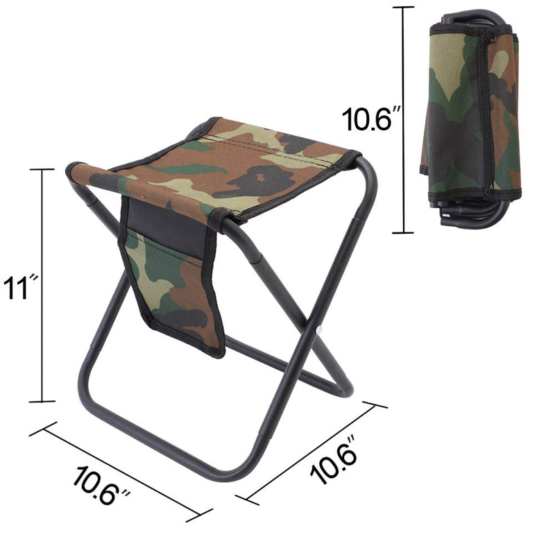 Mini Portable Folding Stool, Camping Fishing Stool for Adults Fishing Hiking Gardening and Beach with Carry Bag, Hold Up to 450lbs(Camouflage) 10.6"D x 10.6"W x 11"H
