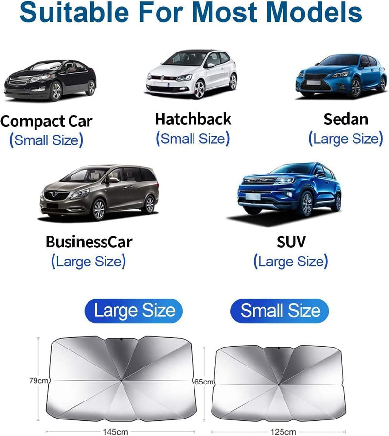 helloleiboo Car Windshield Sun Shade UV Rays and Heat Sun Visor Protector Foldable Reflector Umbrella brella Shield 57 * 31 inches