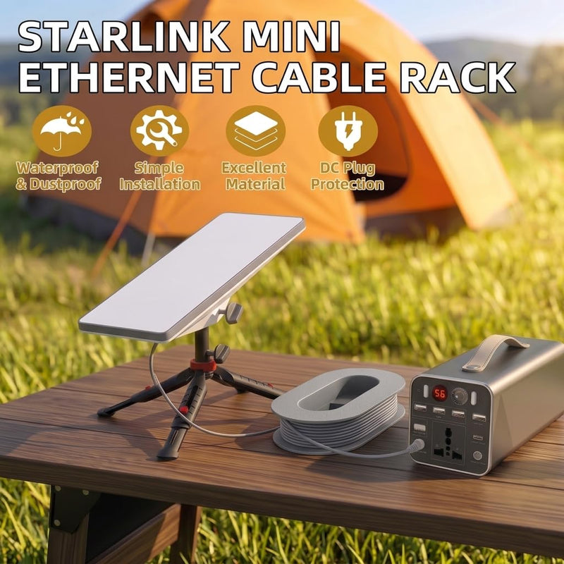 Cable Management Kit for Starlink Mini & Gen 3/4, 2 Ethernet Caps, Grey | Heavy-duty ABS with textured anti-scratch finish, dual connector slots and 2 waterproof & dustproof cable protectors included
