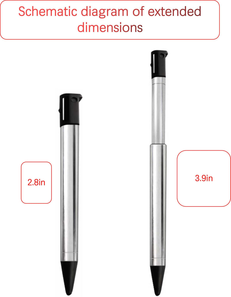 4PCS 3DS Metal Retractable Stylus Pen for Nintendo 3DS, 4-in-1 Multi-Color Replacement Touch Pen Set (Black+Red+White+Blue) Black+Red+White+Blue