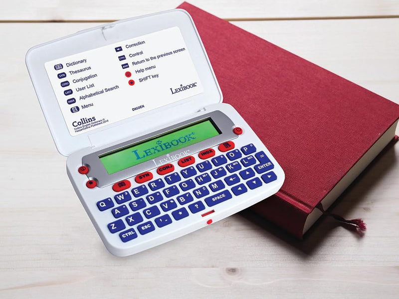 LEXiBOOK - The Collins English Dictionary, 13th Edition - Electronic Dictionary, Definitions, Thesaurus, Conjugation, Phonetic Spellchecker, Crossword Solver, with Battery, Blue/White, D850EN