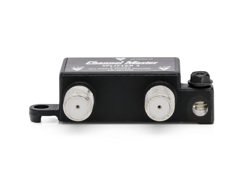 Channel Master Splitter 2, 2-Way Splitter with Power Passing Capability for TV Antenna and Cable Signals 2-Port Black