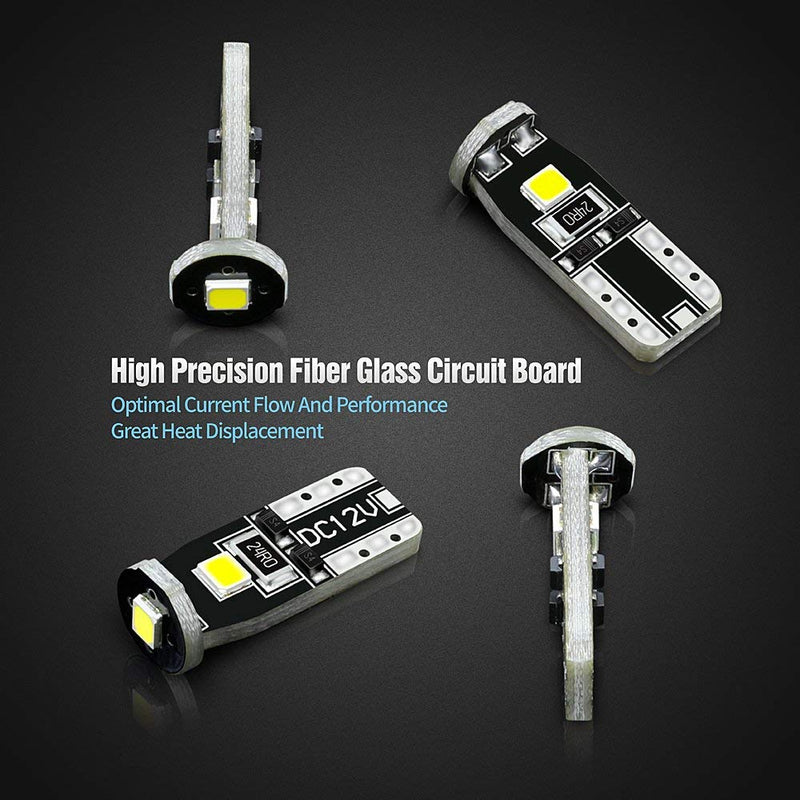 SIR IUS LED 194 LED Bulbs Extremely Super Bright 3030 Chipset for Car truck Interior Dome Map Door Courtesy Marker License Plate Lights Compact Wedge T10 168 2825 Xenon White Pack of 10