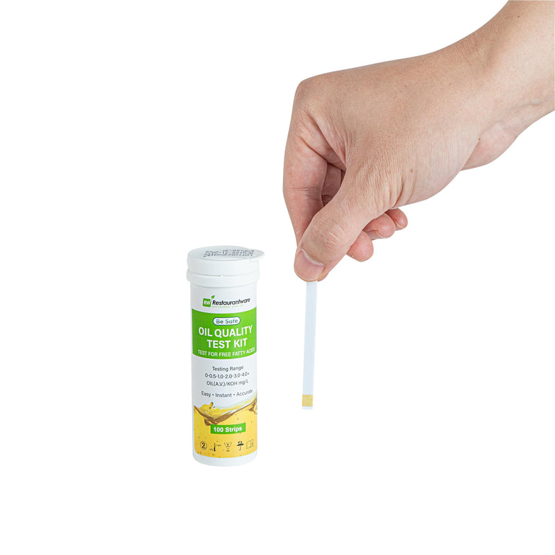 Restaurantware 3.8 x 1.3 Inch Restaurant Test Strips 100 Low Range Food Service Test Strips - Food Grade Easy To Use Paper Fryer Oil Test Kit FFA Concentration Ratings Quick Results