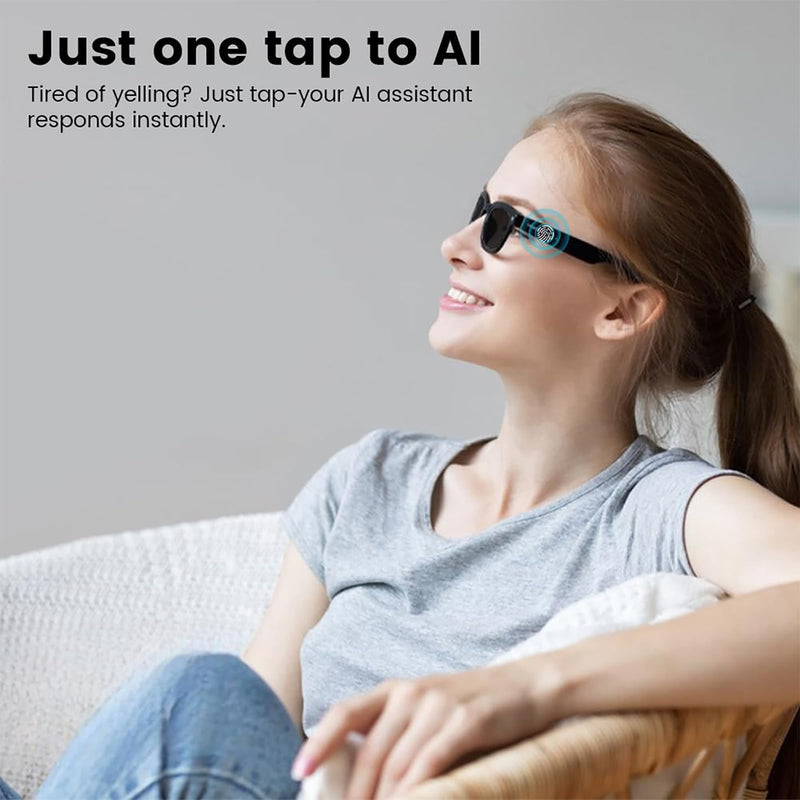 Ai Smart Glasses with Camera and Bluetooth, 5MP HD 1080P Video Recording Photo Taking UV Protection Eyewear Glasses, Voice Assistant, Open-Ear Audio for Outdoor Sport Cycling, Hiking Travel With Polarized Lenses