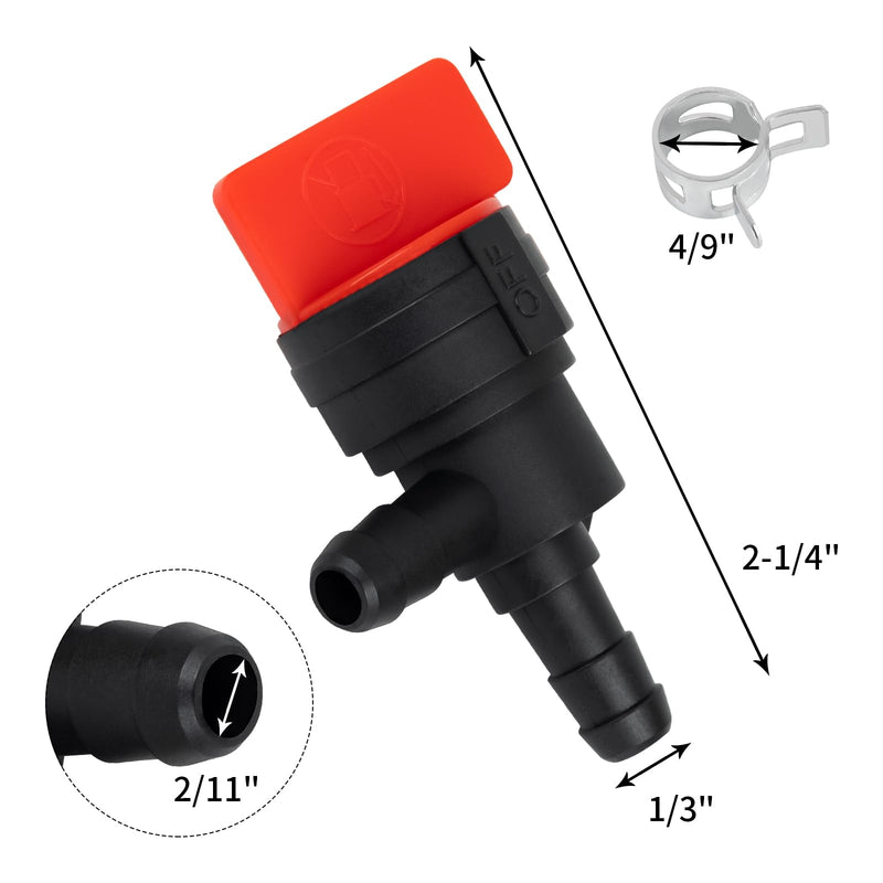 Fuel Shut off Valve, 1/4" Fuel Cut Off Valve for Riding Lawn Mower, Replace B&S 698181 494539 697944 Te cumseh 35857, 90 Degree Gas Shut Off Valve for Small Engines, 2 Pack 2 Angle