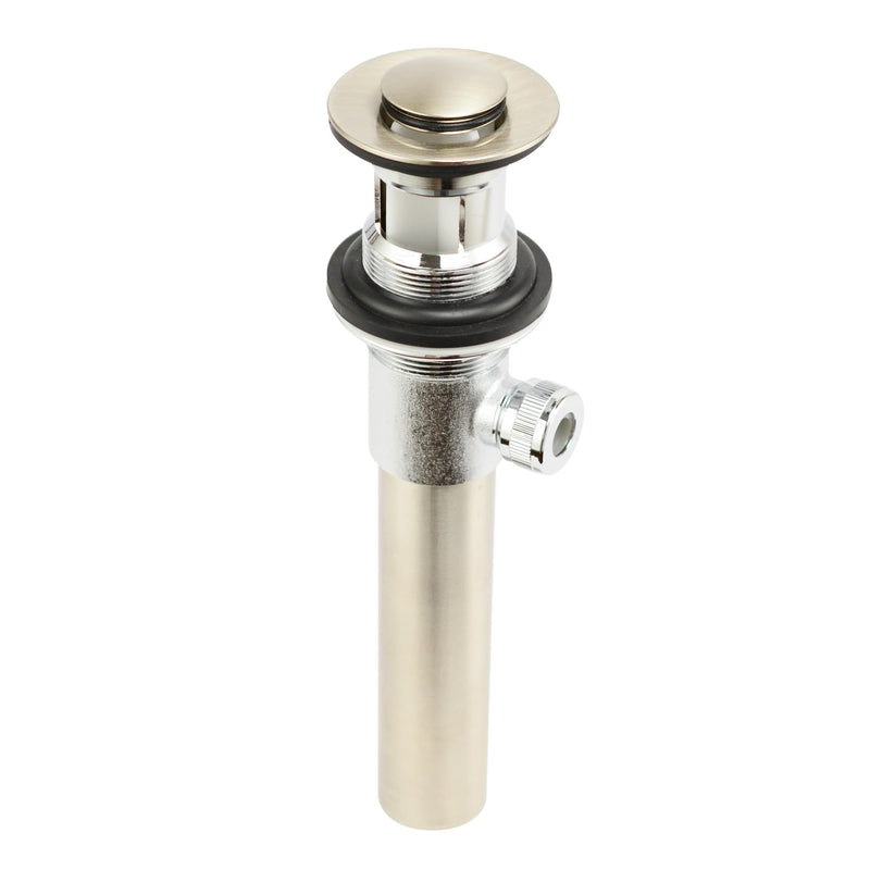 Purelux Bathroom Faucet Vanity Sink Metal Pop-Up Drain Stopper Assembly with Lift Rod and Overflow, Brushed Nickel Finish