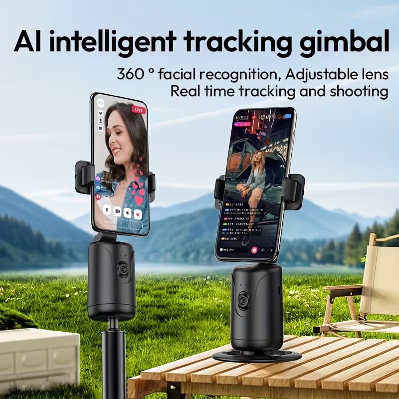 AI Mobile Stabilizer, Auto Face Tracking Tripod, Smart Gesture Live Streaming Mobile Automatic Intelligent Stabilizer, Face Tracking Desktop Phone Holder, Smart Bluetooth Face-Tracking Stand