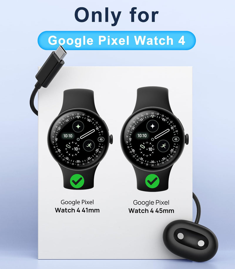 TiMOVO 2 Pack Charger Dock Compatible with Google Pixel Watch 4 41mm/45mm | Magnetic Fast Charging Stand for Pixel Watch 4, Portable 3.3Ft Type-C Charging Cable with Side Dock Black
