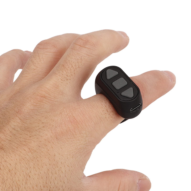 Page Turner, Bluetooth Remote Control Page Turner TikTok Remote Scrolling Ring Clicker, Video Scrolling Ring Camera Shutter Remote for Cell Phone (Black) Black