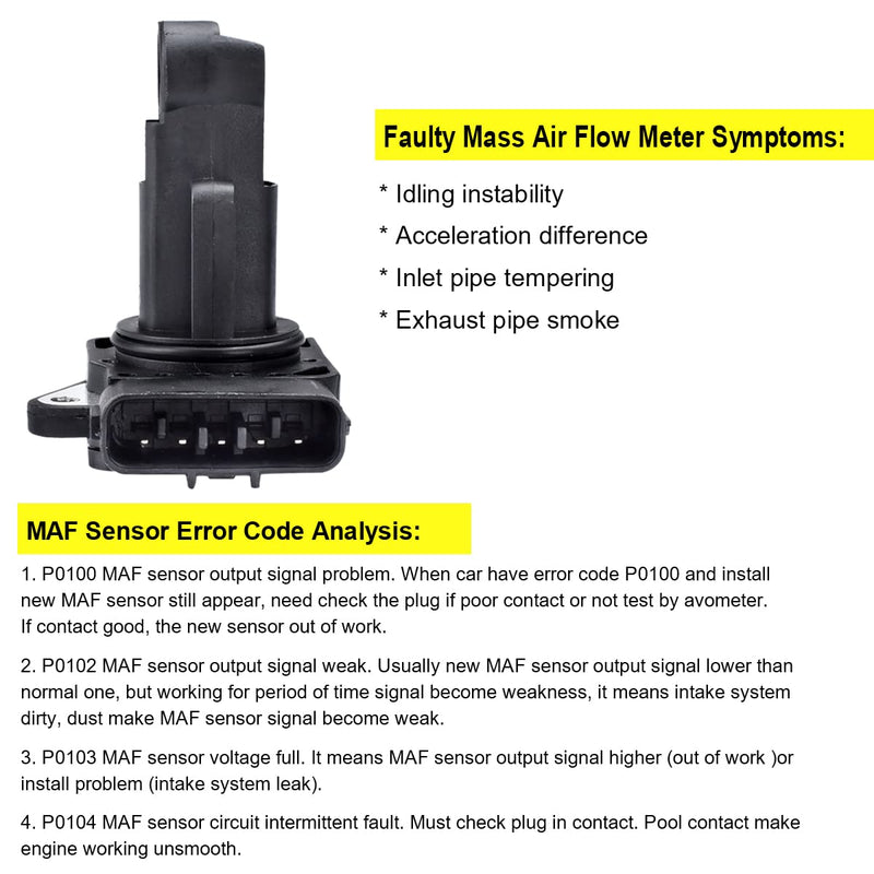 FAERSI Mass Air Flow Sensor Meter MAF 74-50009 AF10029 Replacement for 1999-2012 Mazda 3 5 6 MX-5 Miata Protege 1.6L 1.8L 2.0L 2.3L 2.5L L4 & Mazda 6 3.0L 3.7L V6 & Mazda RX-8 1.3L R2