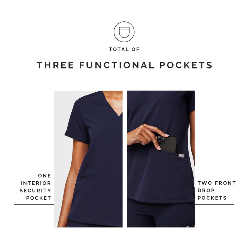 FIGS Casma Scrub Top for Women — Classic Fit, 3 Pockets, Four-Way Stretch, Anti-Wrinkle Medium Navy 3.0
