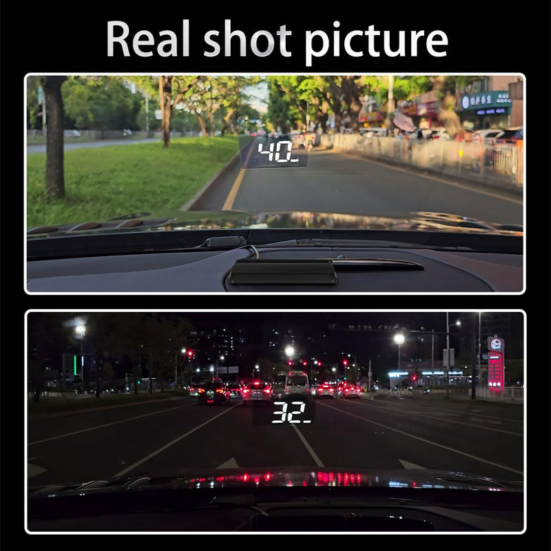 W2 White Heads Up Display for Cars, 3.5" Large Screen Auto Dimming HUD with Sunshade, USB Powered Digital GPS Speedometer, Plug and Play for All Vehicles