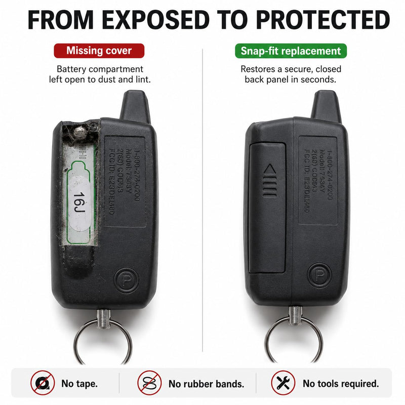 Battery Door Cover for Viper 3305V 7345V Alarm Remote – Snap-Fit Replacement Lid | Secure Latch Closure | Key Fob Back Panel for Car Security Systems