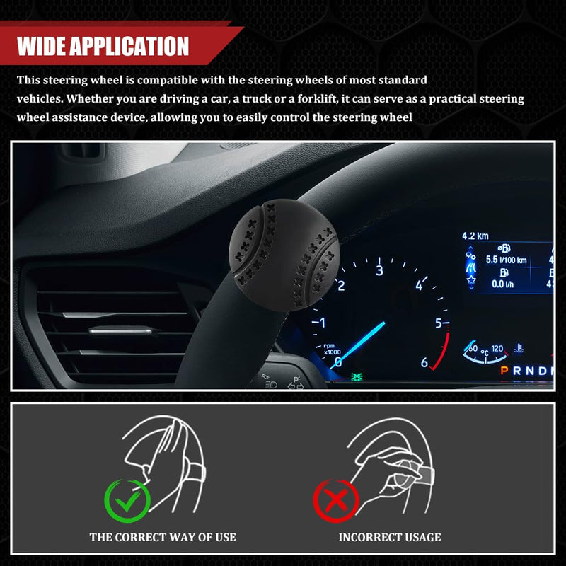 Steering Wheel Knob, Steering Wheel Spinner, 360 Degrees Rotation Suicide Knobs with Silicone Surface and Metal Bearings, Car Suicide Knob Power Handle Spinner Universal for Cars, Trucks, Boats