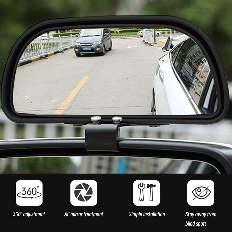 Mandark 2PCS Car Blind Spot Mirror, Rectangle HD Glass Convex Vehicle Rearview Mirror, Wide Angle Adjustible Auto Exterior Blindspot Side View Mirror, Universal for SUV, Sedan, Truck (Black) Black