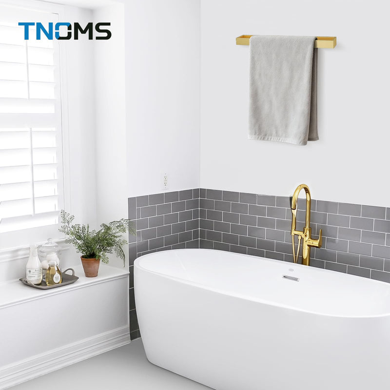 Single Towel Bar Towel Holder Bathroom Hardware Accessories,Stainless Steel Wall-Mounted Towel Rack Towel Rail,16 Inches Brushed Gold 16-Inch